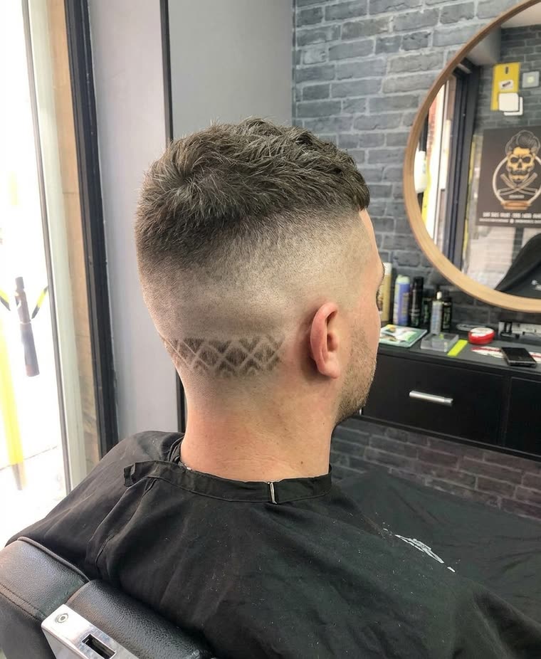 Skin fade with a geometric design